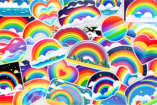 Select your favorite from a diverse collection of over 30 unique rainbow sticker designs.