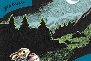 Cover for the book, I Love Hearing Your Dreams. It contains a clothed rabbit carrying a container and looking at the moon over a landscape.