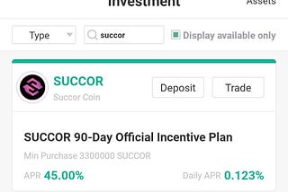Succor Coin Hotbit Staking Services