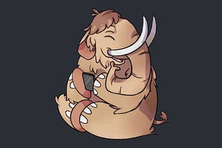 A picutre of Mastodon mascot, a small mastodon mamooth.