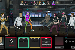 Neon District is a turn-based role-playing game.