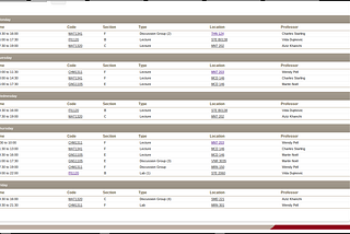 My Fall 2015 schedule.