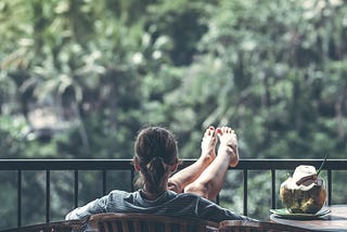 A Women relaxing the moment