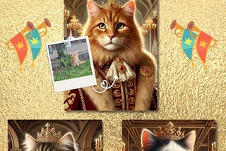 Realistic digital oil painting of a pet transformed into a royal character using AI prompts, featuring soft painterly lighting, ornate details, and elegant composition. This image illustrates how everyday pet photos can be turned into majestic artwork using AI tools like ChatGPT, Leonardo, or Midjourney — the focus of the Royal Pets AI Prompt Guide by Evergreen Creek Studio.