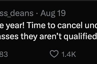 A tweet by Associate Deans: “My favorite time of the year! Time to cancel under-enrolled classes and reassign faculty to classes they aren’t qualified to teach!”