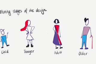 Maturity stages of design: child, teenager, adult and older