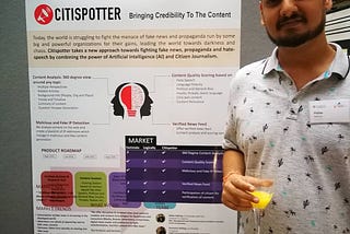 Pallav Sethiya presenting Citispotter Idea Poster at Cambridge University (UK) as a part of his…