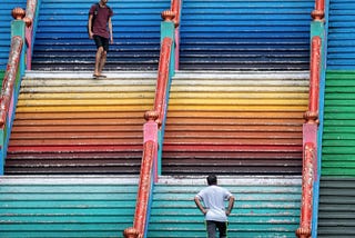 People climbing stairs