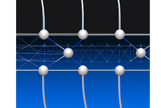 AI Generated image of some chrome lines connecting to each other on a dark blue background