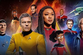 A collage of Star Trek characters.