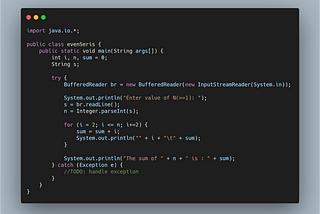 How to find the sum of 2+4+6+8…n in Java?