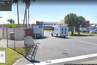 SpaceX Van outside of the mini-bakery in Florida