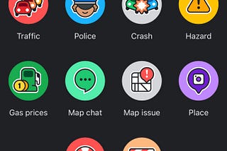 Waze’s hazard reporting screen