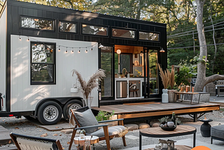 Modern Tiny House: Sleek Patio in Monochrome