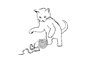 Funny Cat Playing Yarn Ball