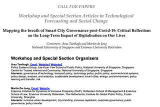 CALL FOR PAPERS — Workshop and Special Section Articles in Technological Forecasting and Social…