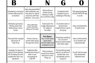 One Month Working From Home Bingo