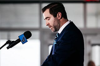 Tennessee Titans head coach Brian Callahan at his introductory press conference at Ascension Saint Thomas Sports Park on Thursday. Credit: Jessie Rogers/Tennessee Titans.