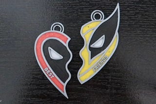 Free Deadpool and Wolverine Marvel Heart Keychain / Necklace - 3D Printed - Handmade