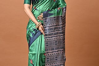 Buy online Deep Green Color Semi Tussar Silk Saree (She Saree 2643) | online sarees in usa