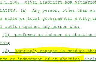 Texas’s SB8 Abortion Bill Also Allows Pro-Choice People to Sue Everyone too.