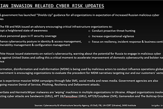 Russian Invasion related Cyber Risk Updates