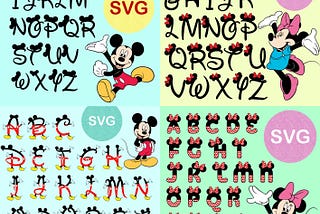 Mickey Minnie Font Svg Bundle Elementos en capas, Alfabeto, Letras y Números Svg, Clipart, Cricut Cut File, DESCARGA INSTANTE