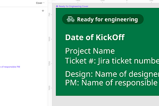 We display Projectname, Jira ticket #,designer, and PM names on the cover of each figma file. This is a screenshot.