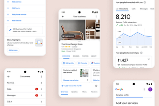 Key screens of the Google Business Profile