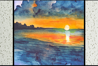 A ceiling; a single ceiling tile replaced with a beach scene