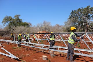 TTP contractors assembling some of the tower’s 445 parts