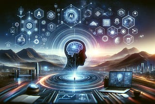 The image is a sleek and modern visual representation that symbolizes the concept of AI-generated videos. It features a futuristic digital landscape with vibrant colors, highlighting elements such as abstract digital patterns, futuristic interfaces, and symbolic imagery related to AI and video production. The design incorporates a blend of technology and creativity, with dynamic shapes and flowing lines that suggest movement and innovation.