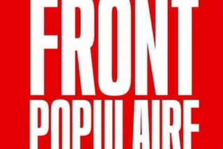 Front Populaire in white font on red background