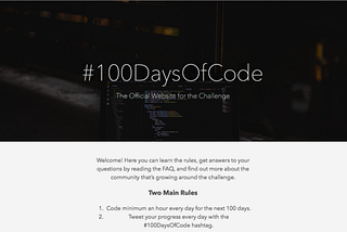Screenshot of the #100DaysOfCode website