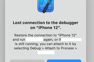 Lost connection to the debugger