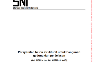 Cover SNI 2847:2019 yang mengadopsi penuh ACI 318M-14