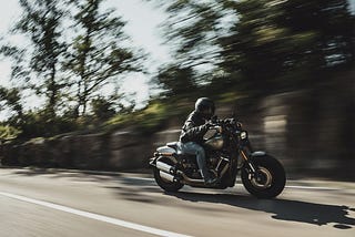 Riding a motorcycle