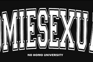 Homiesexual No Homo University A Trendy Twist On Comfort And Identity