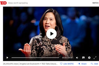 Angela Lee Duckworth’s TedTalk on “Grit: The Power of Passion and Perserverance.”
