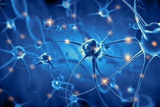 Active neurons (brain cells) at work