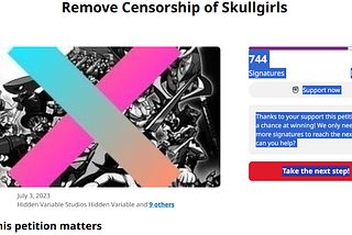 Names of the Remove Censorship of Skullgirls Petition.