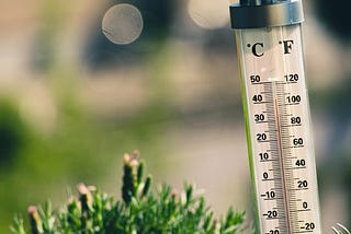 Thermometer measuring positive and negative temperatures.