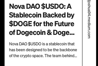 Nova DAO $USDO: A Stablecoin Backed by $DOGE for the Future of Dogecoin & Dogechain
