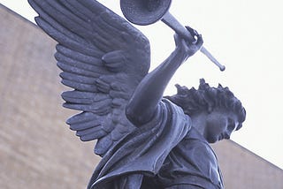 Statue of Archangel Gabriel with his horn