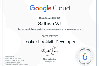 Notes from my Google Cloud Looker LookML Developer Certification Exam