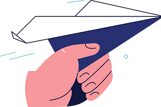 vector illustration of hand throwing paper airplane