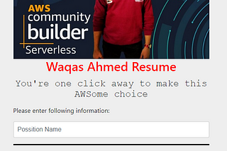 One-Click CV Portal to Send CV based on Position using AWS FREE Tier Services