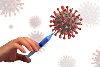 Image of a virus being pierced by a hypodermic needle