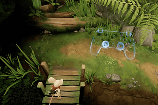 Moss VR game with an image of a ghosted controller in world