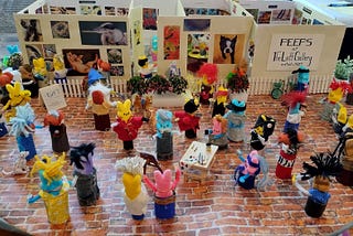 A diorama created using Peeps candies to depicted the exterior of The Loft Gallery.
